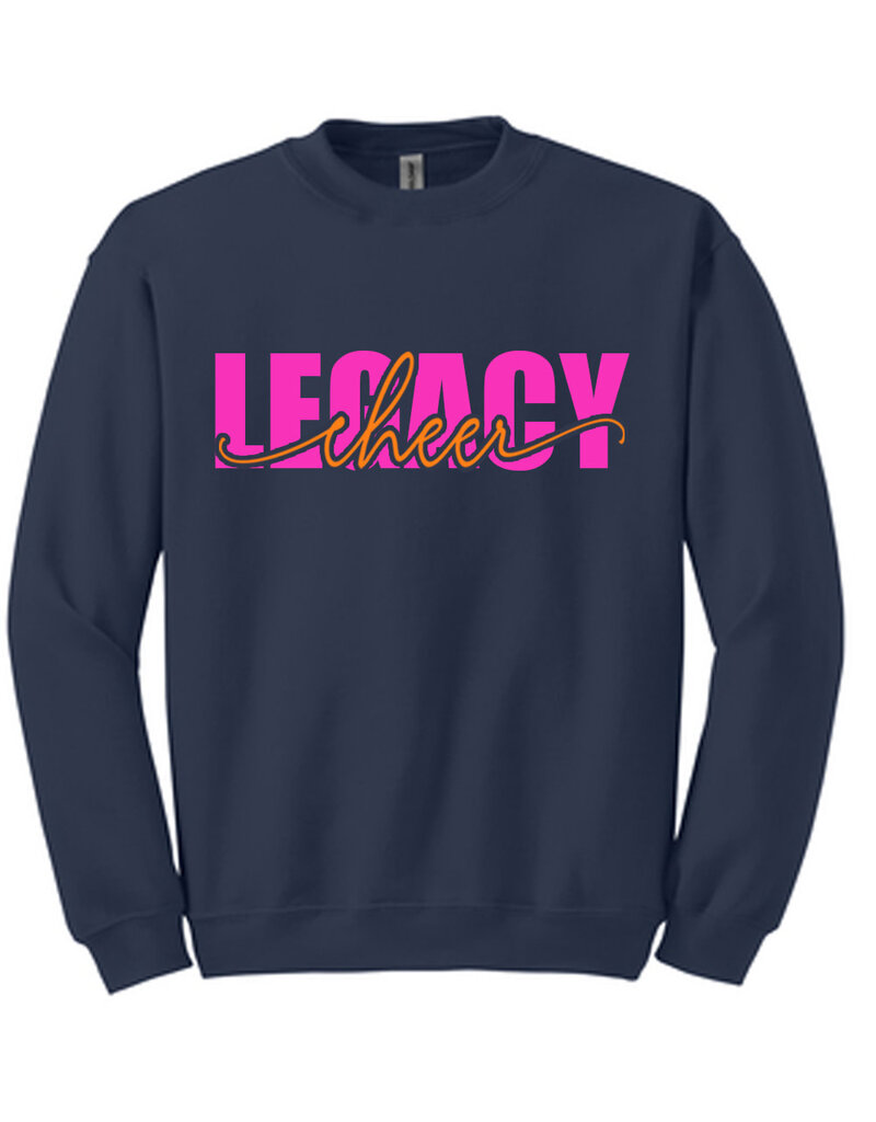 Gildan YOUTH Legacy Cheer Crewneck Sweatshirt NAVY/Pink/Orange