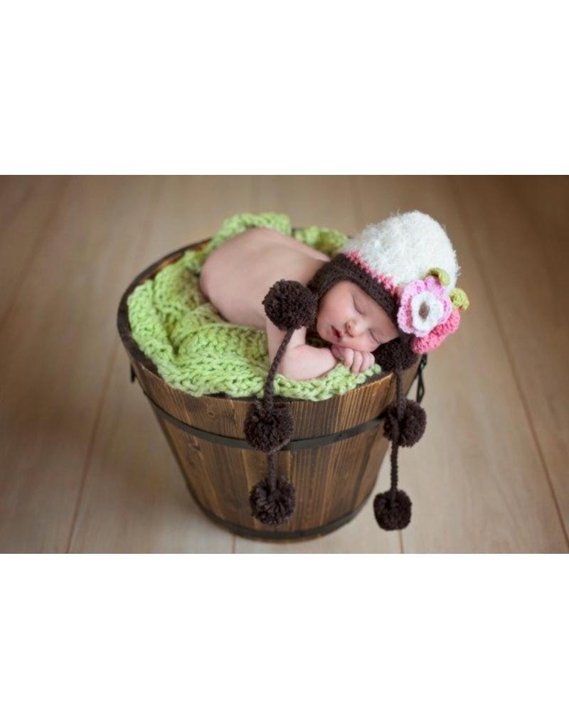 daisy Baby Daisy Baby Camilla Cream Floral Pom Hat