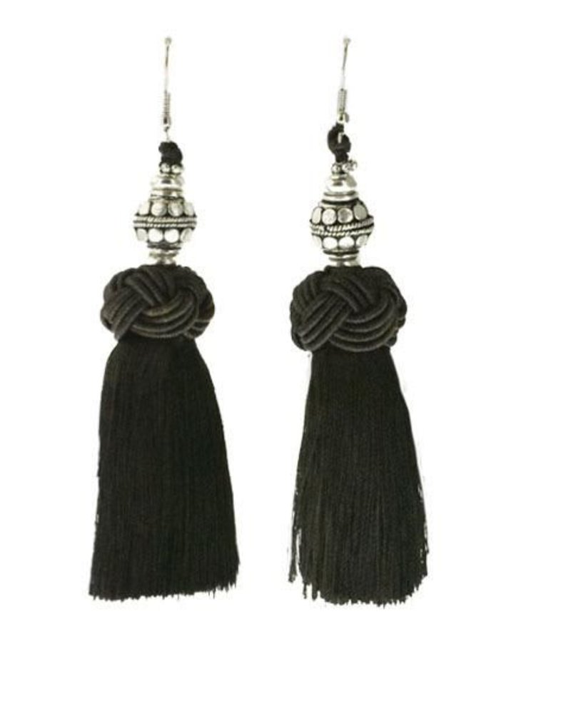 Handmade Tel Earrings With Silver Bead On Brown Shady And Katie Handmade Tel Earrings With Silver Bead On Brown