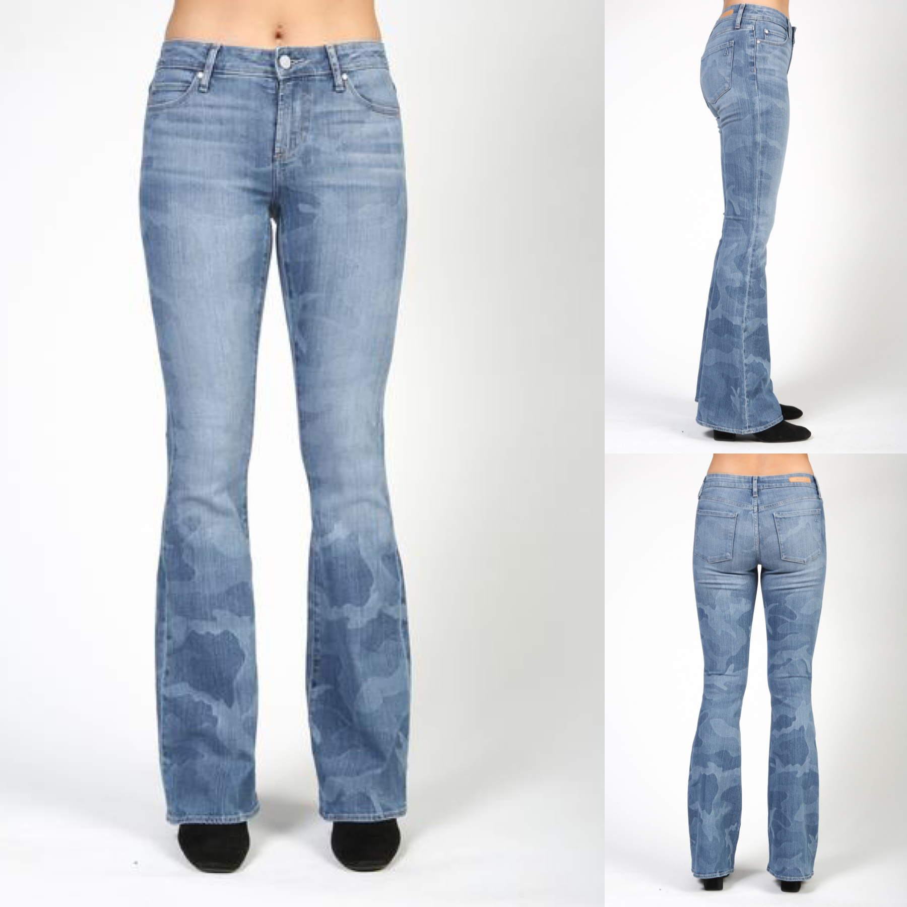 camouflage flare jeans