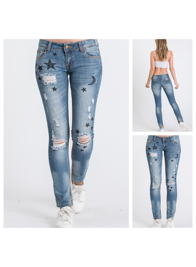 Distressed Galaxy Jeans