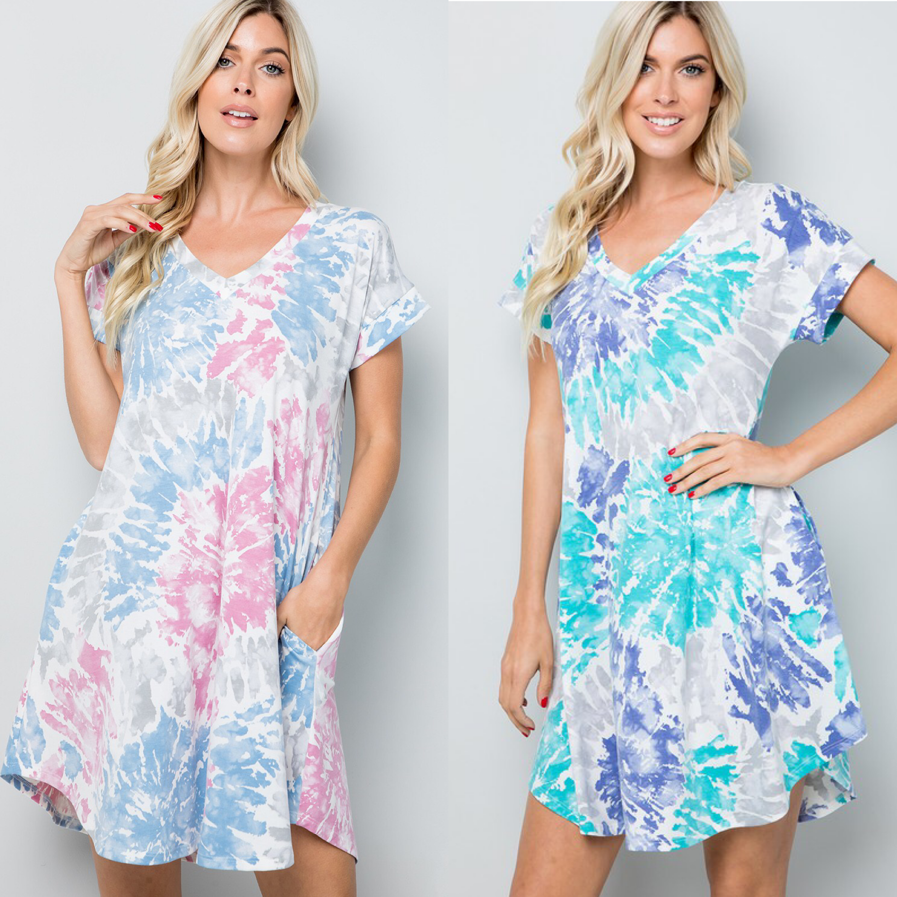 Tie dye v neck dress Clearance