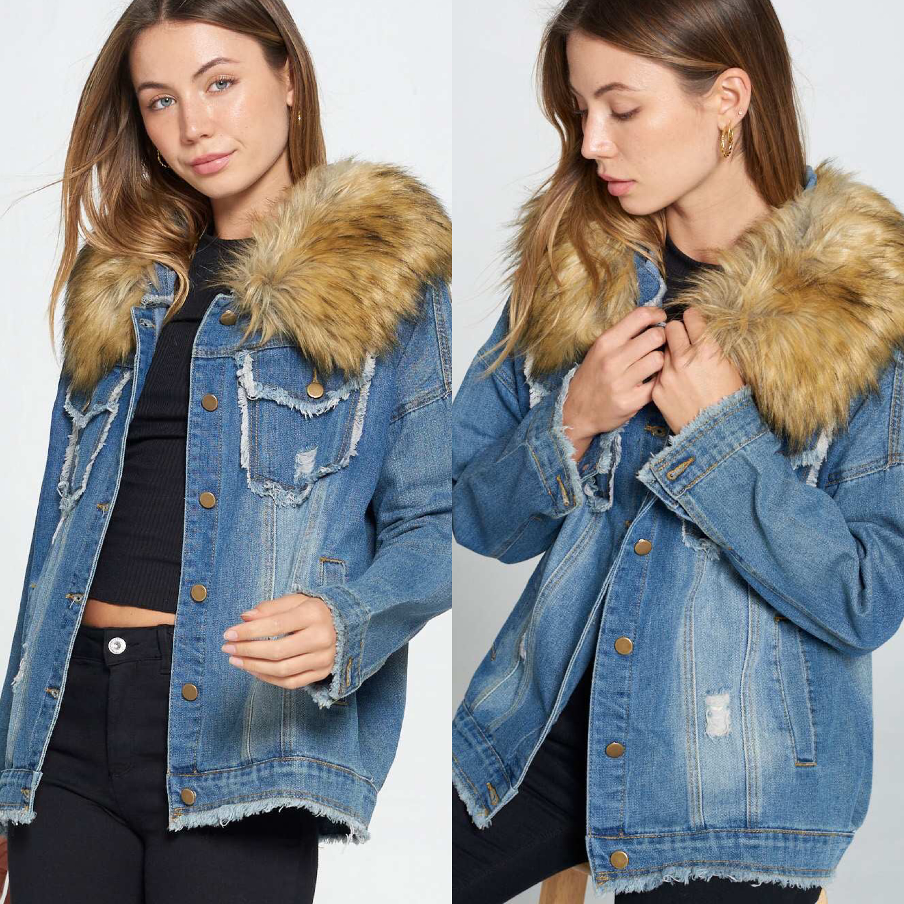 fur jean jacket