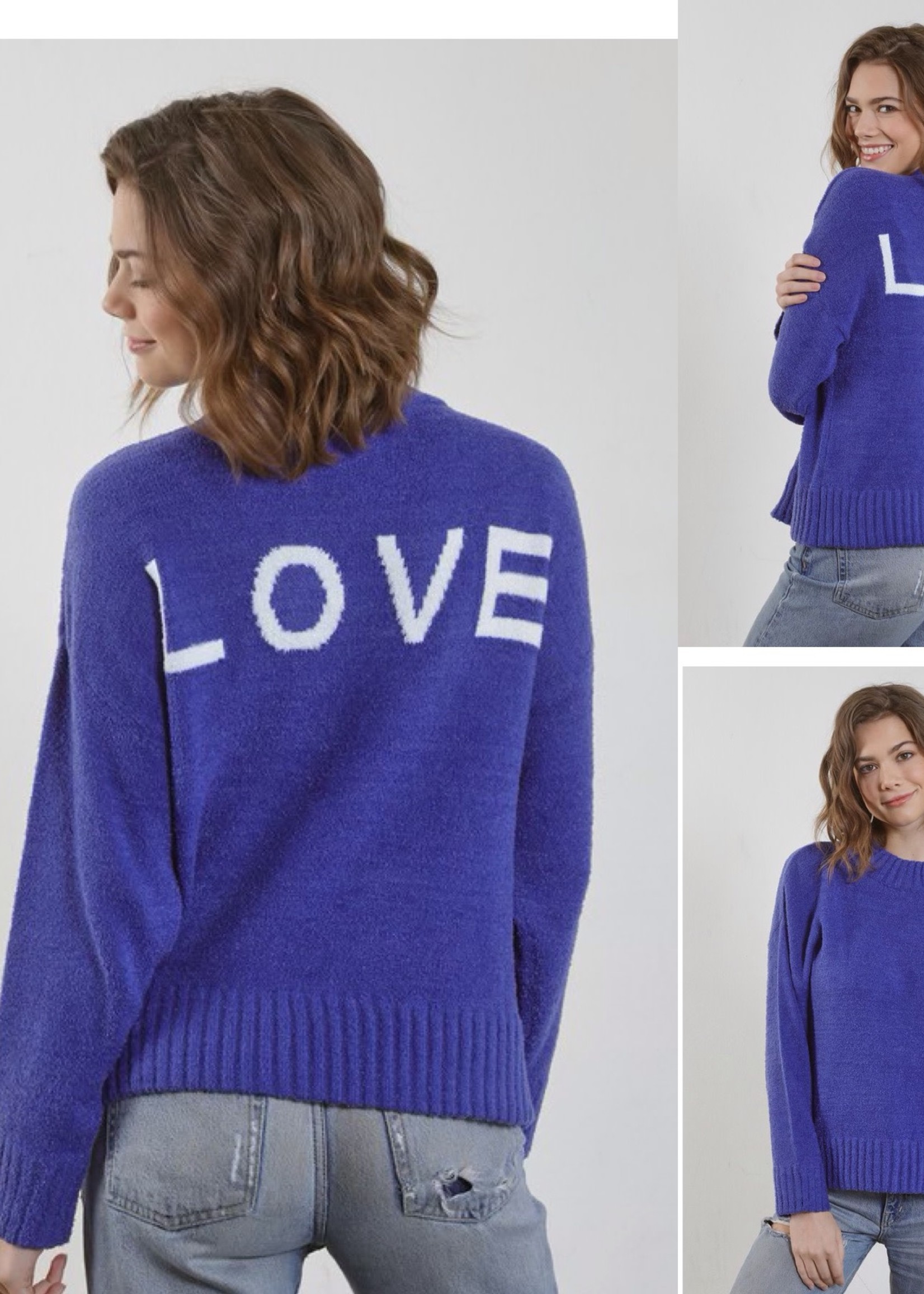 Fuzzy "LOVE" Pullover Sweater