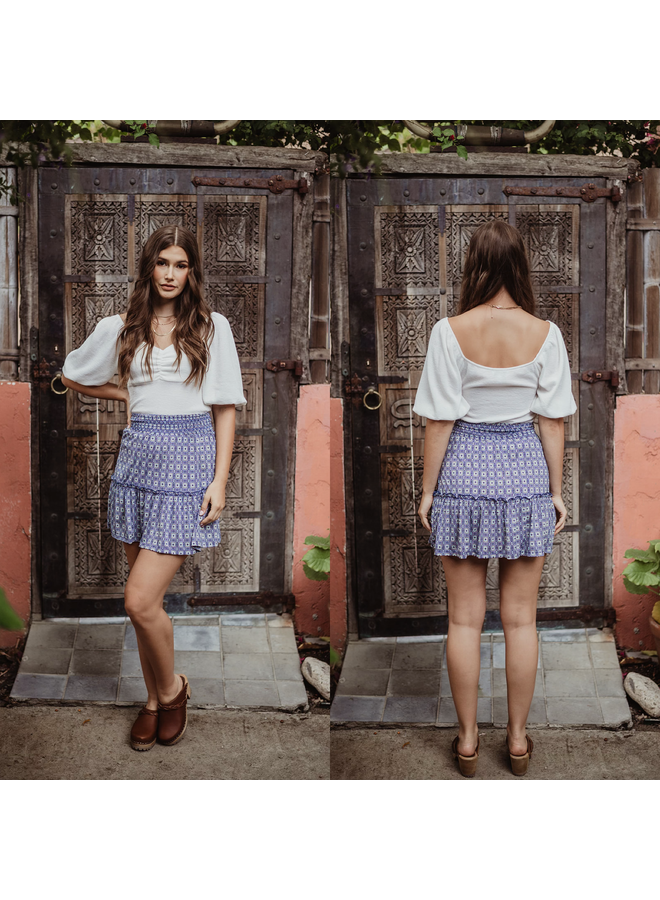 Pattern Smocked Skirt
