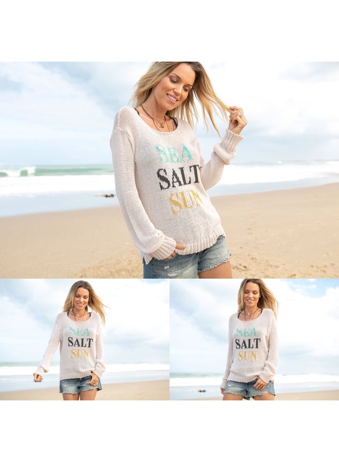 Sea, Salt , Sun Crew Neck Cotton Sweater