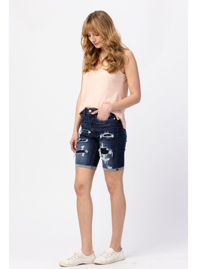 High Rise Patch Destroyed Shorts