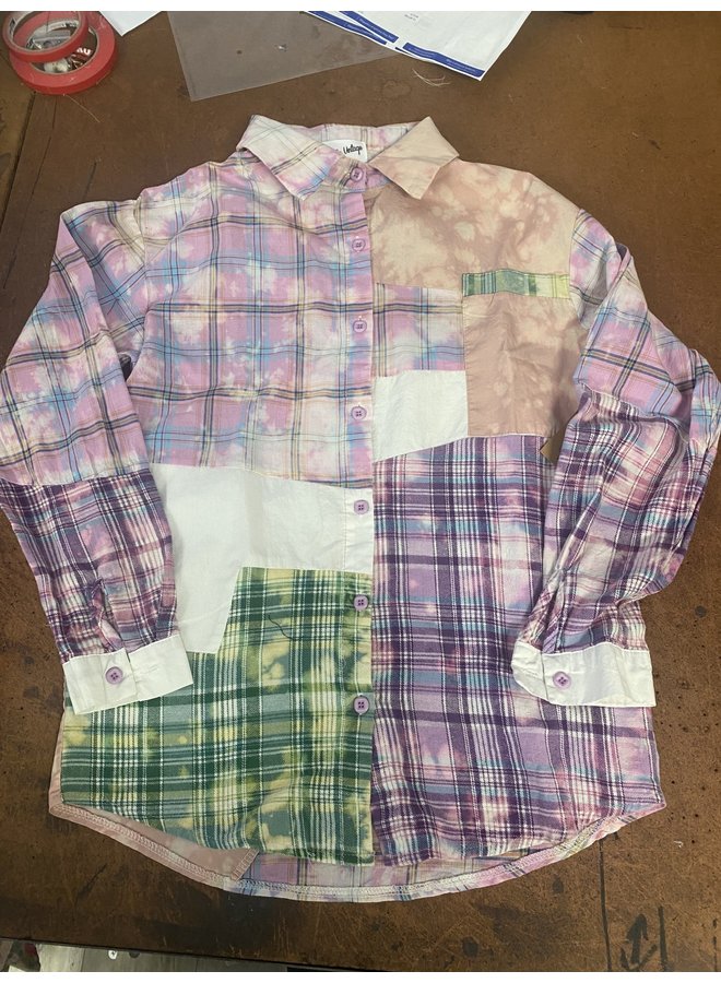 Patchwork Button Down w/ Rose Patch