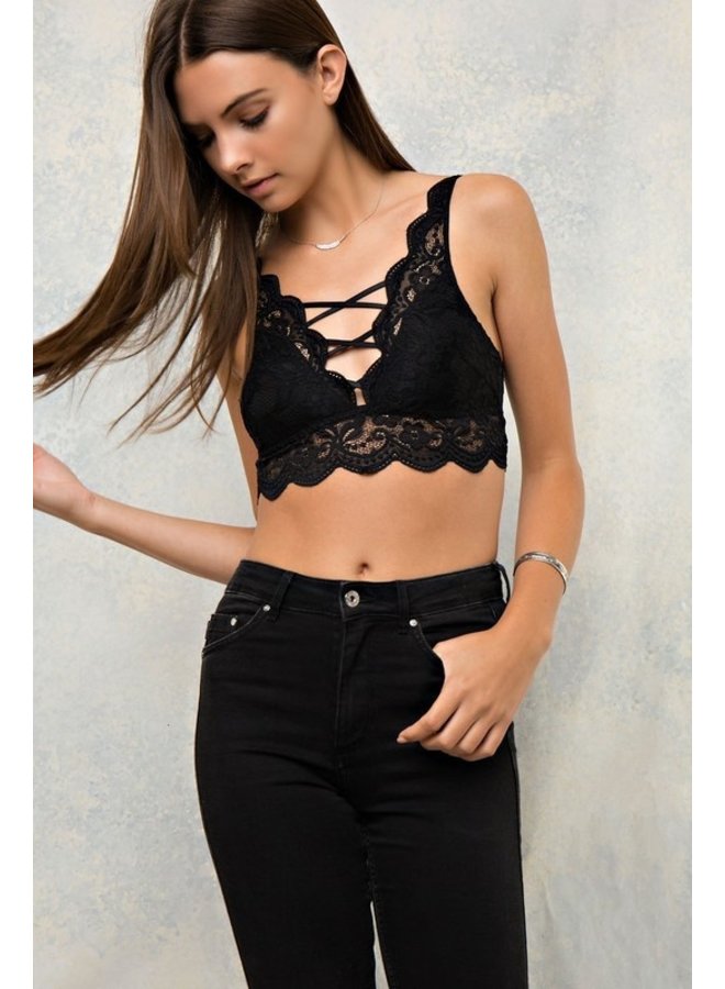 Lace Bralette with Crisscross Front