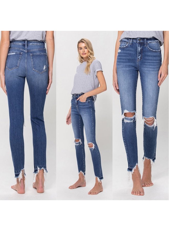 High Rise Ankle Skinny Distressed Jeans