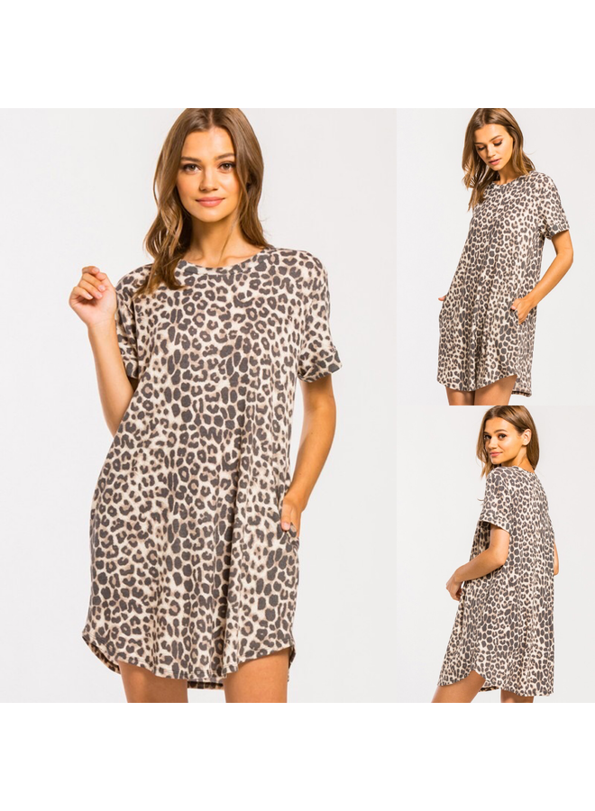 Leopard Print Tee Shirt Dress