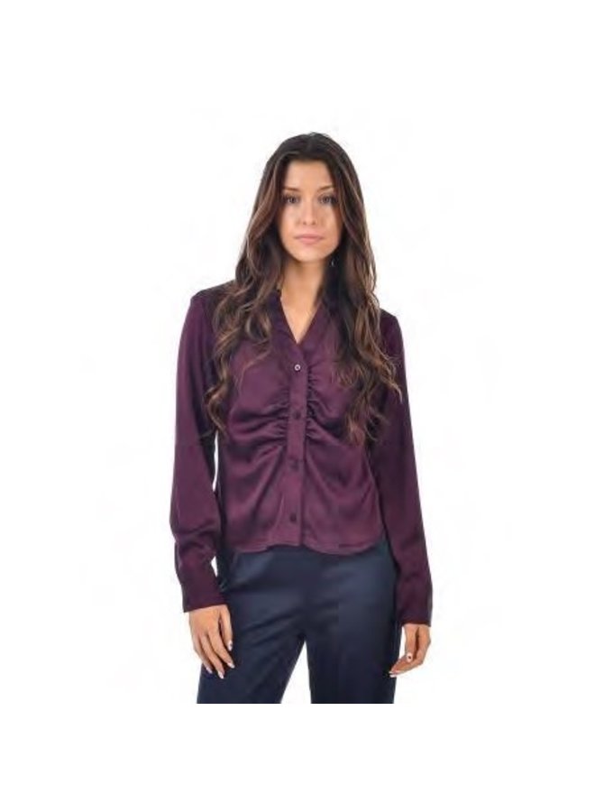Satin Ruched Front Blouse