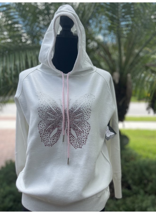 Hooded Sweater W/Crystal Designs