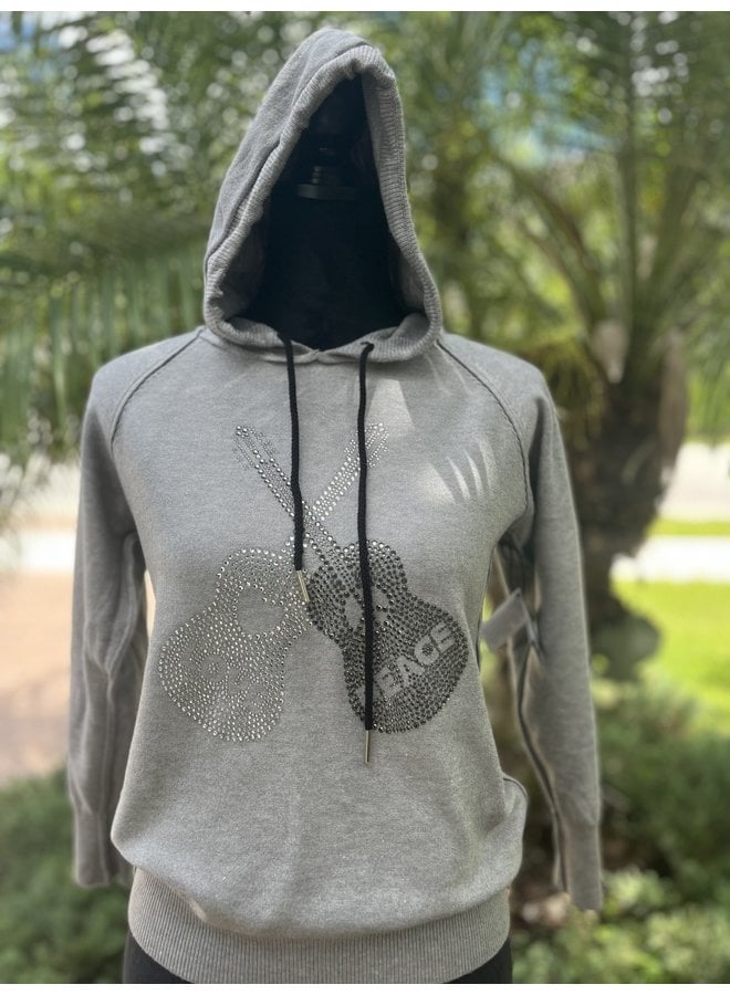 Hooded Sweater W/Crystal Designs