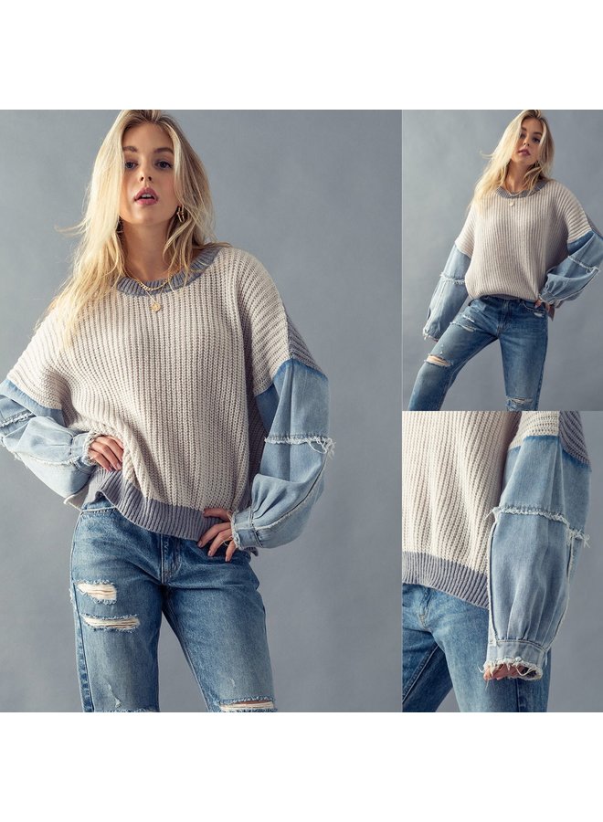 Denim & Knit Sweater