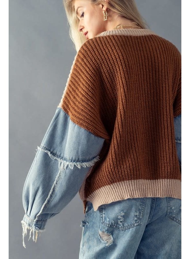 Denim & Knit Sweater