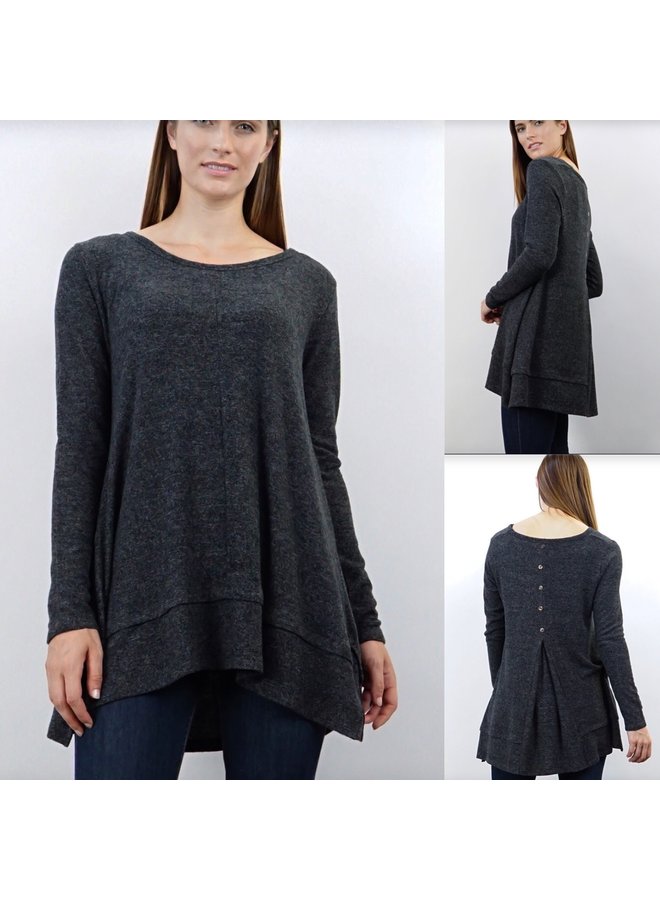 Pleated Button Back Cozy Top