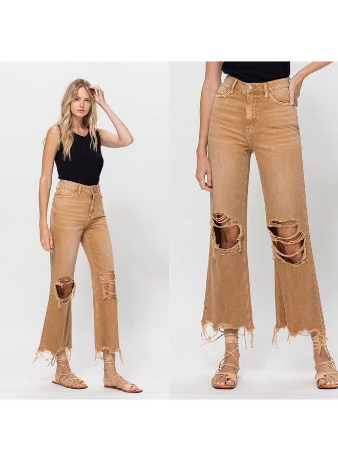 Distressed Vintage Crop Flare Jeans