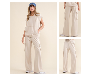 French Terry Cargo Pants Casual 2 Dressy Women s Clothing