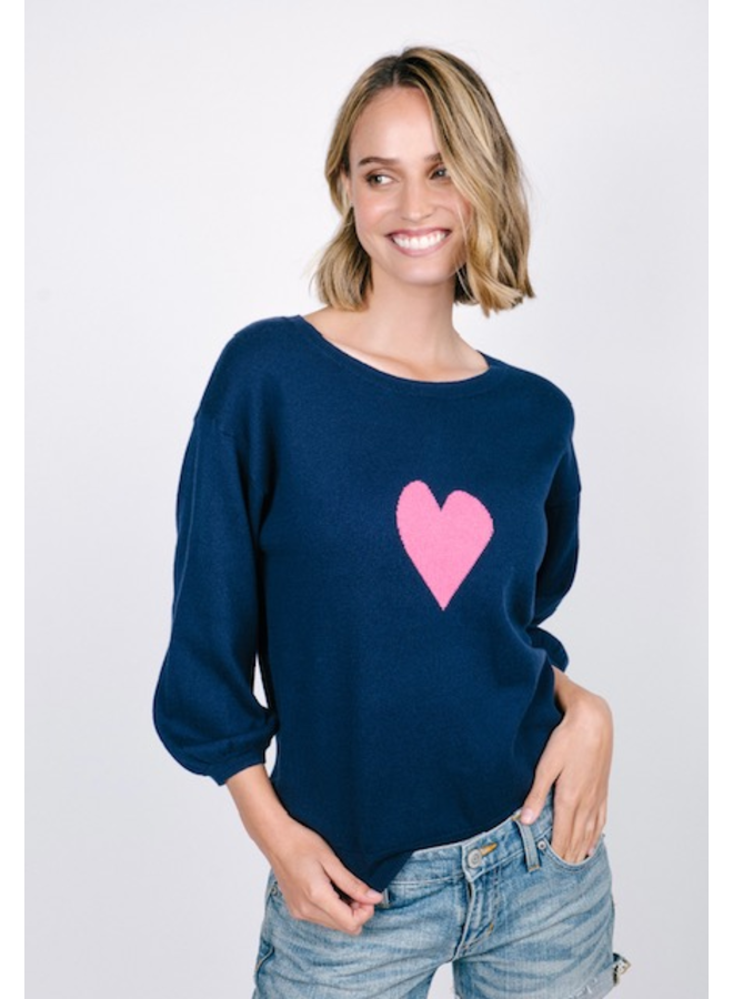 Heart Crew Sweater 3/4 Sleeve