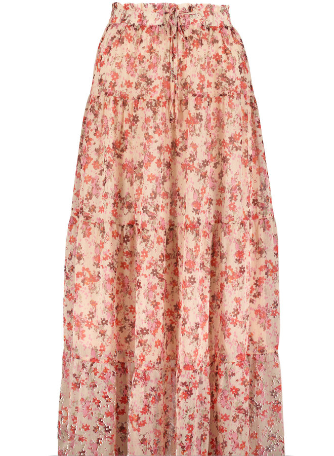 Floral Print Tiered Maxi Skirt