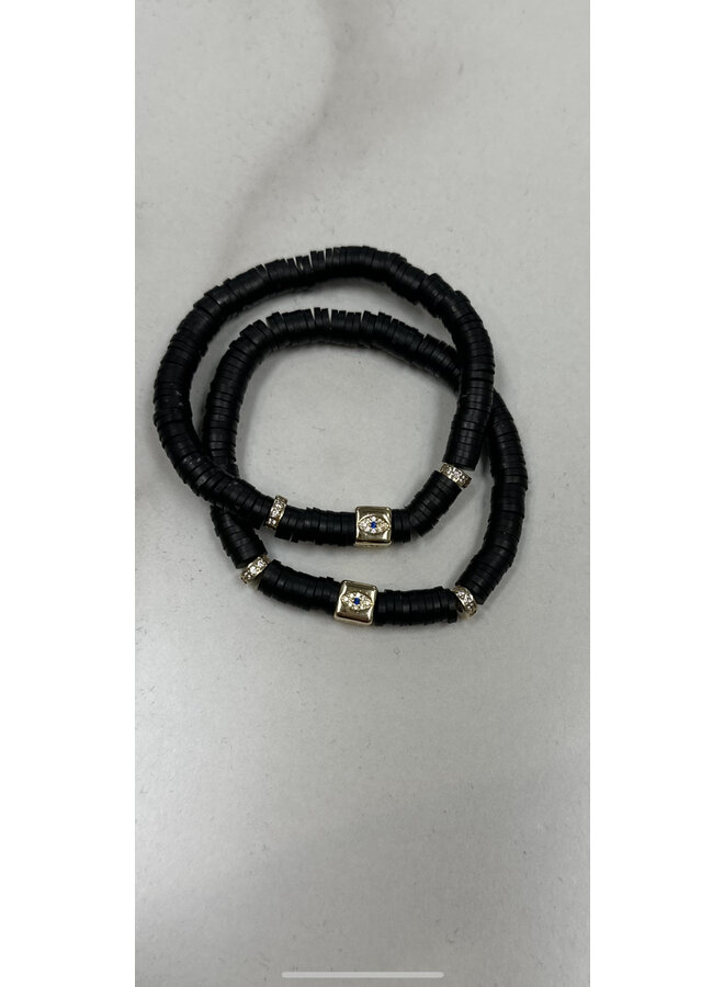 Black Detail Gold Plated CZ Braclet