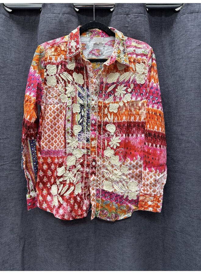 Multi Print Top with Embroidery