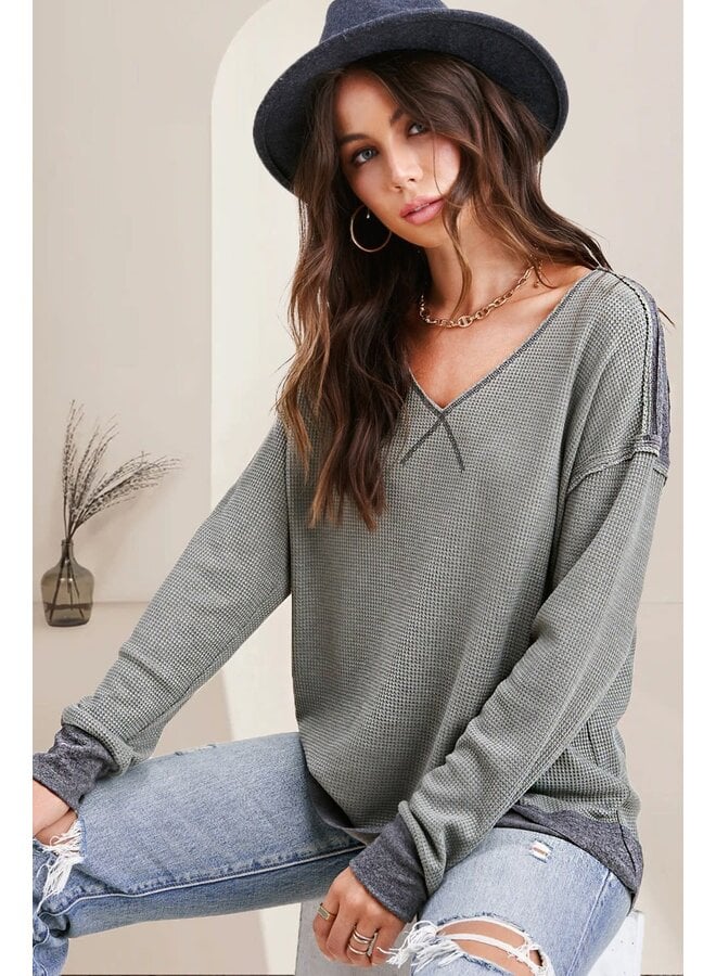 Waffle Long Sleeve Tops