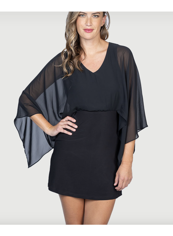 Chiffon Ruffle Sleeved Dress