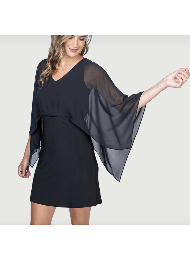 Chiffon Ruffle Sleeved Dress