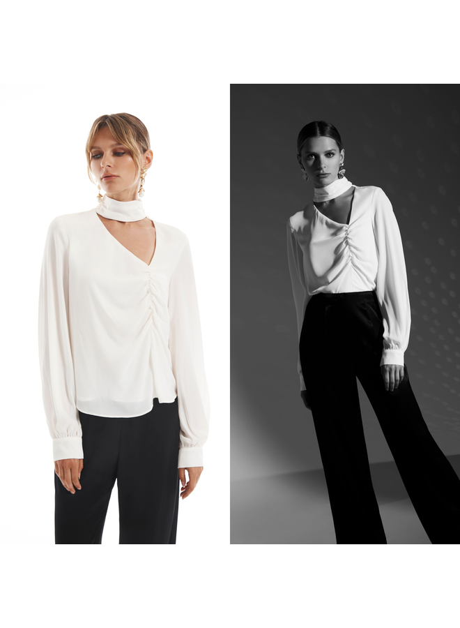 Asymmetrical Keyhole  Blouse