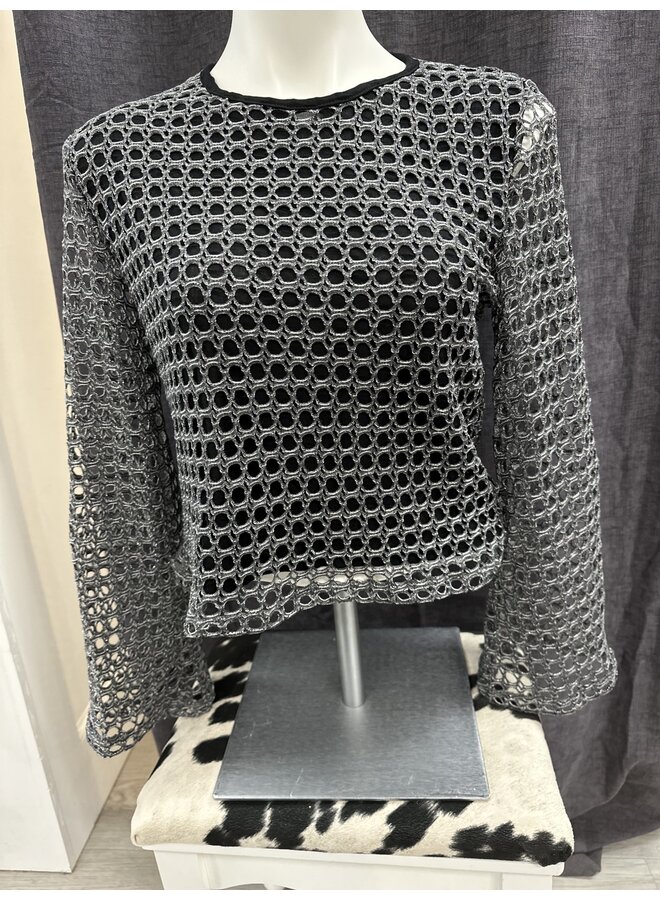 Crochet Lined Crop Top w/ Bell Sleeves