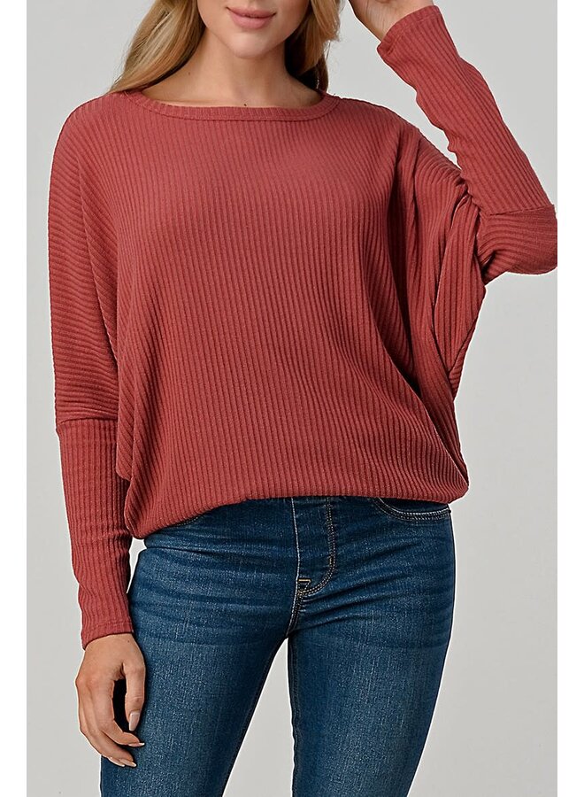 Ribbed Dolman Sleeve Top