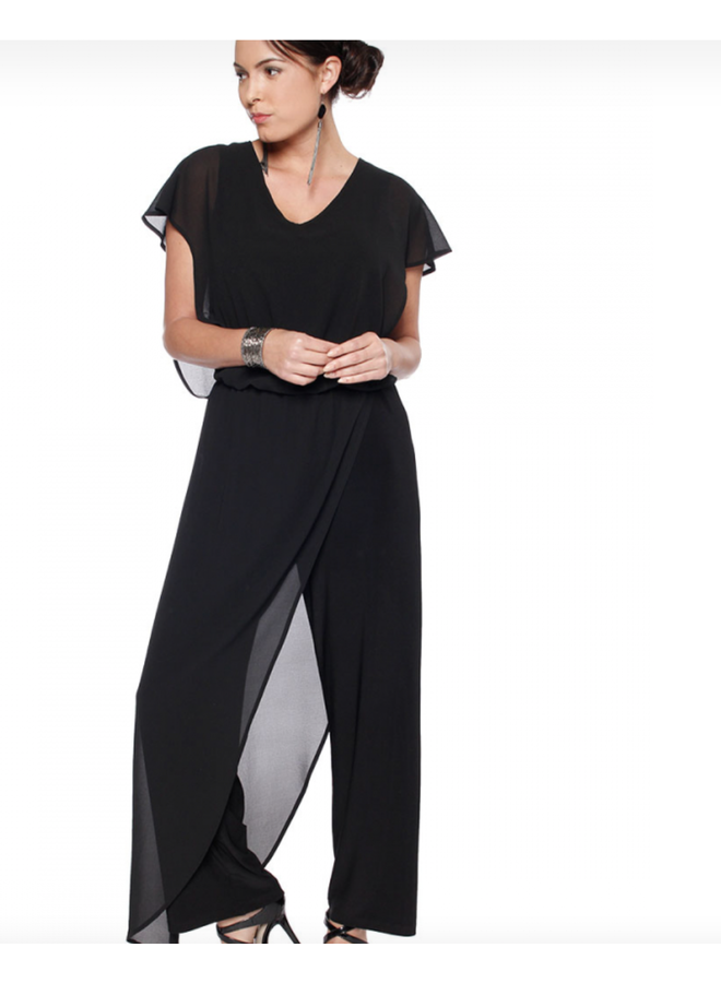 Jumpsuit with Chiffon Overlay