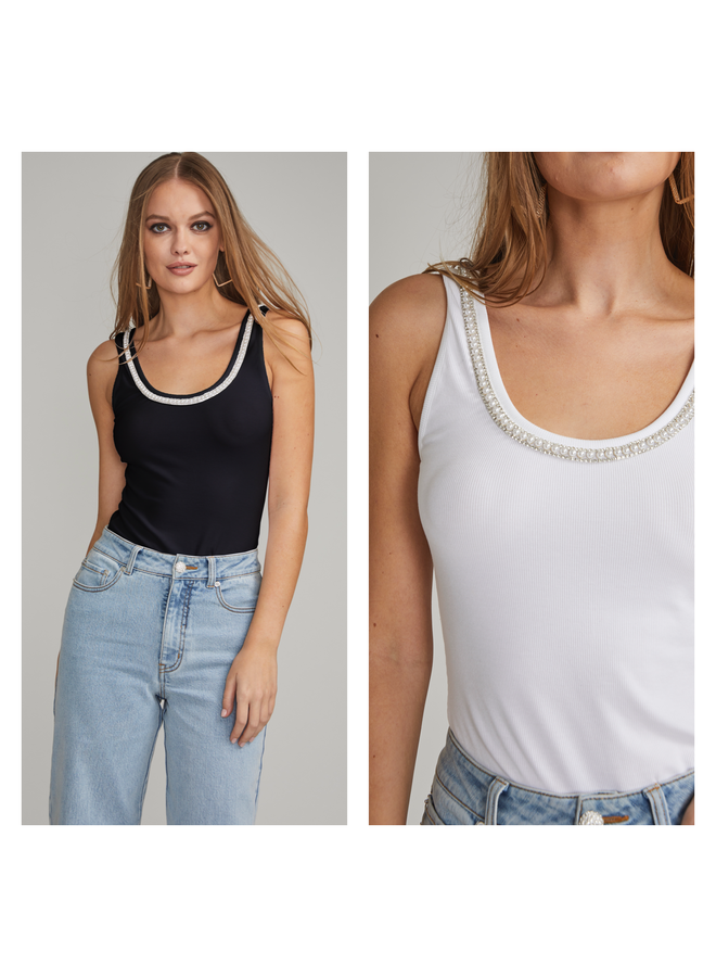 Giovanna Pearl Rib Tank Top