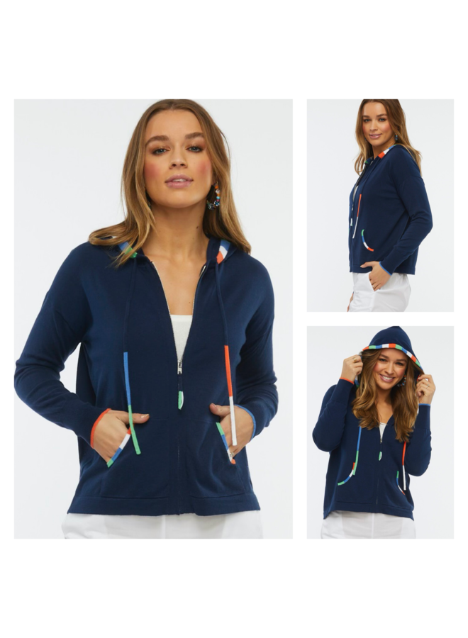 Intarsia Trim Hoodie