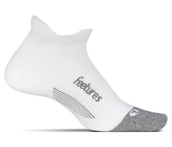 Feetures Elite Light Cushion No Show Tab Socks White/Grey Large