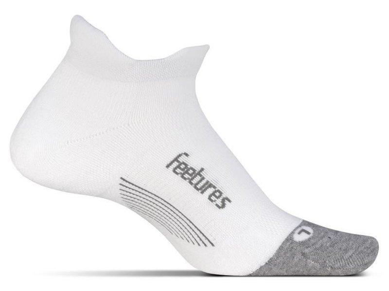 Feetures Elite Light Cushion No Show Tab Unisex Running Socks Medium White