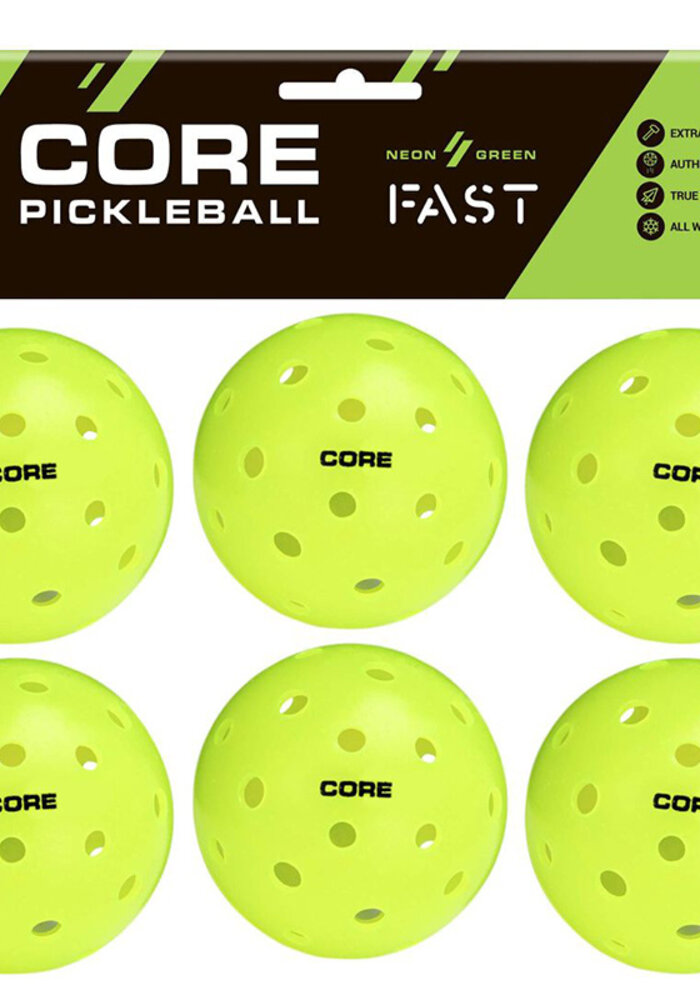 CORE Outdoor Pickleball Neon Green 6 Balls