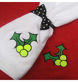 Embroidered Holly Tennis Ball Towel White
