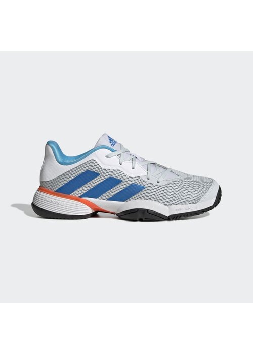 Adidas Barricade Junior Tennis Shoe- Grey/White/Blue