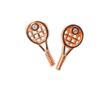 Racquet Inc Racquet Inc Tennis Racquet Earrings- Rose Gold