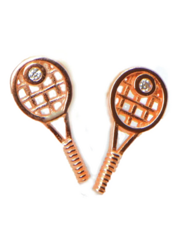 Racquet Inc Tennis Racquet Earrings- Rose Gold