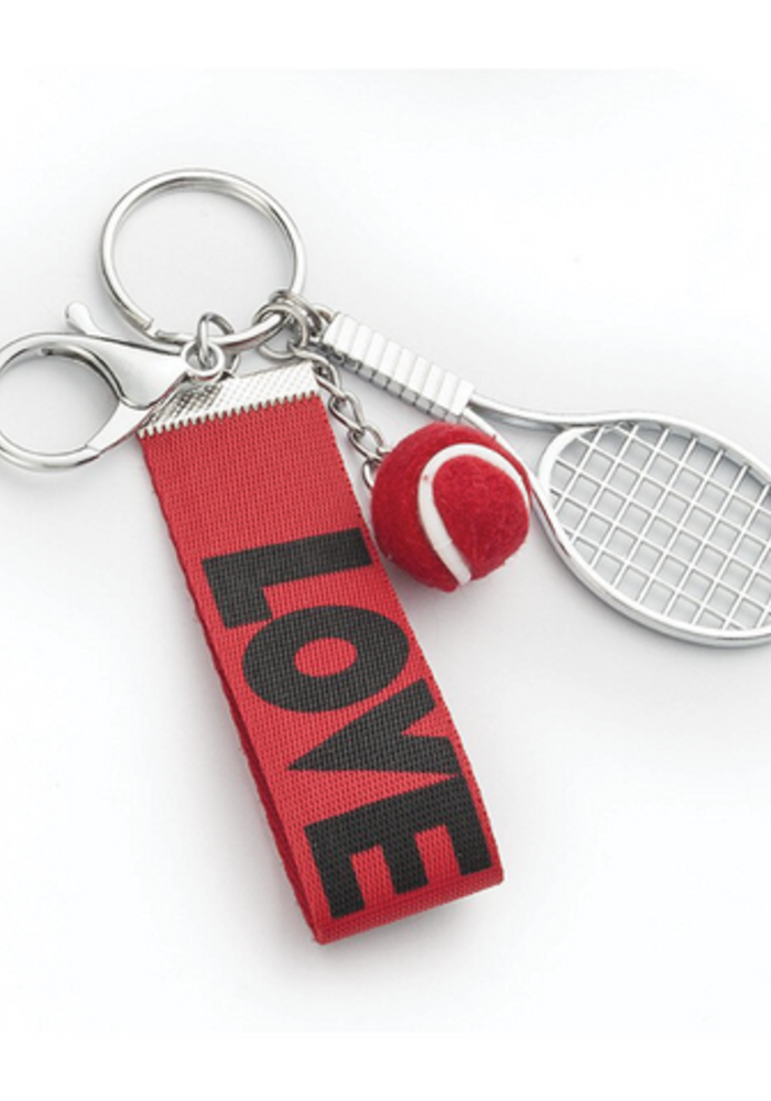 Tennis Racquet Keychain Red