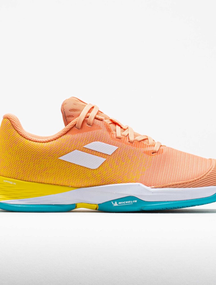 Babolat Jet Mach 3 All Court Junior Shoe- Coral/Gold Fusion