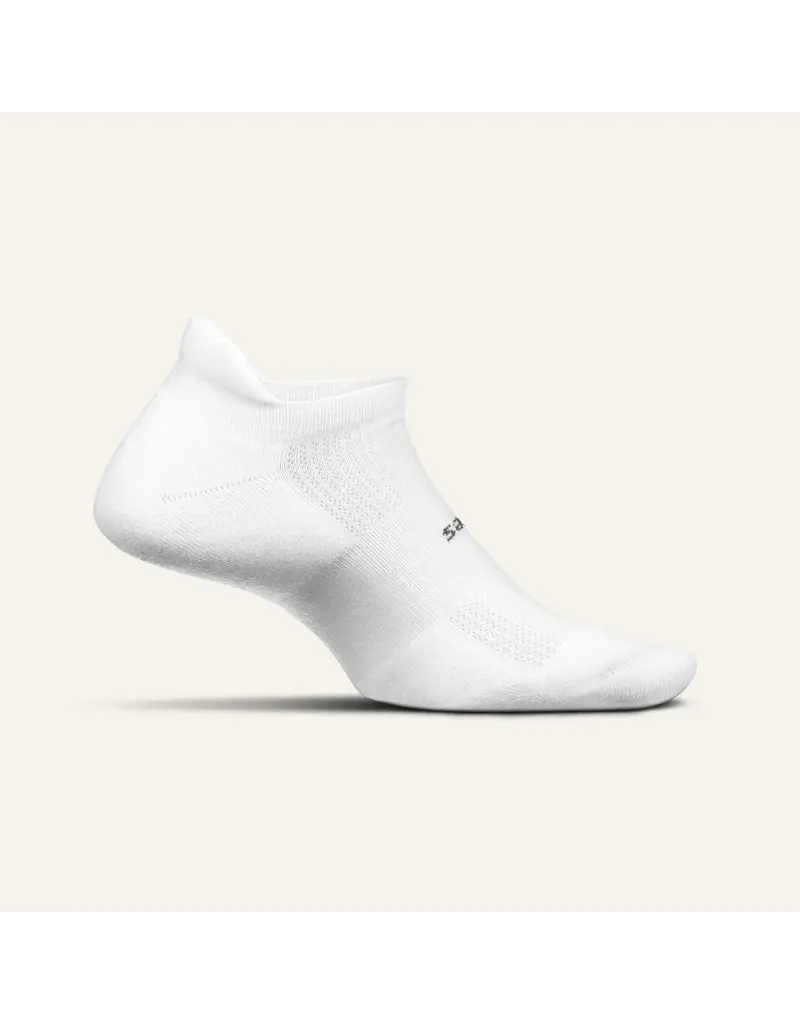 Feetures Max Cushion No-Show Tab Socks White