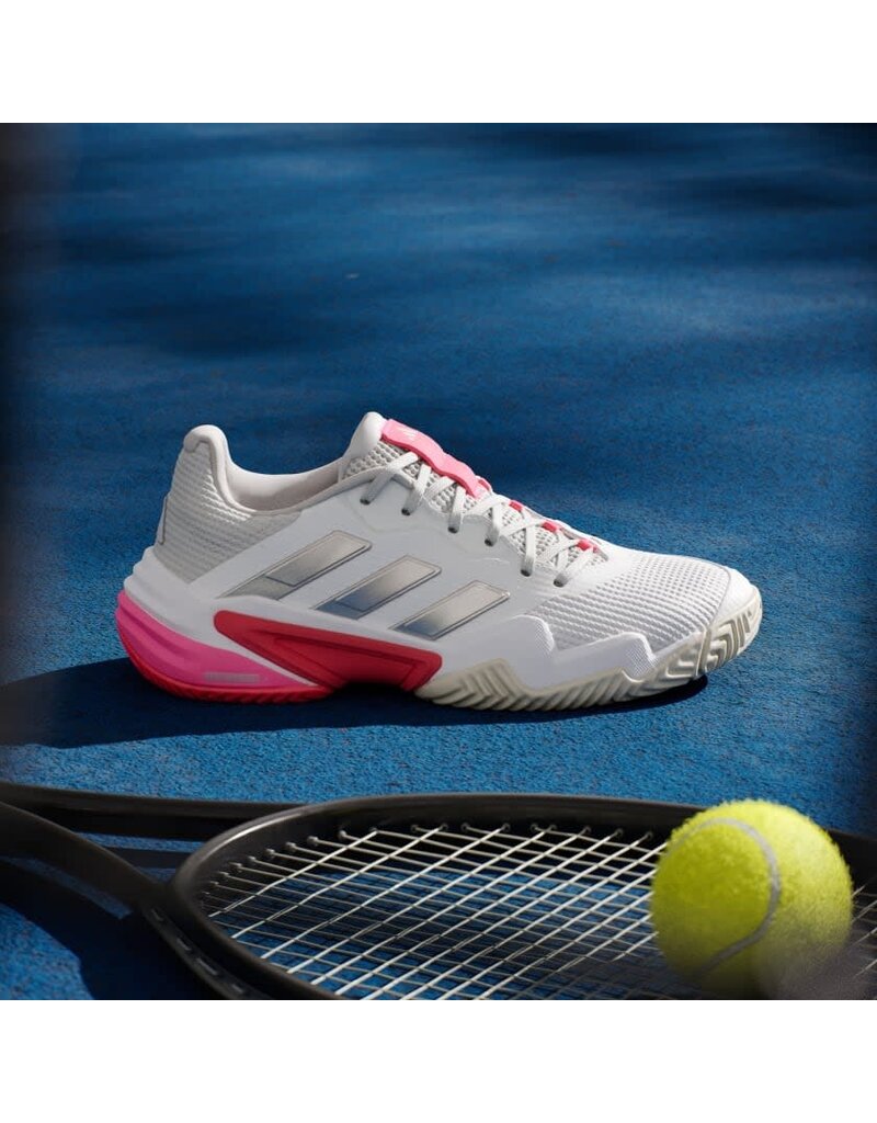 Adidas Courtjam Control 3 Women's - Cloud White / Champagne Met. / Lucid Red