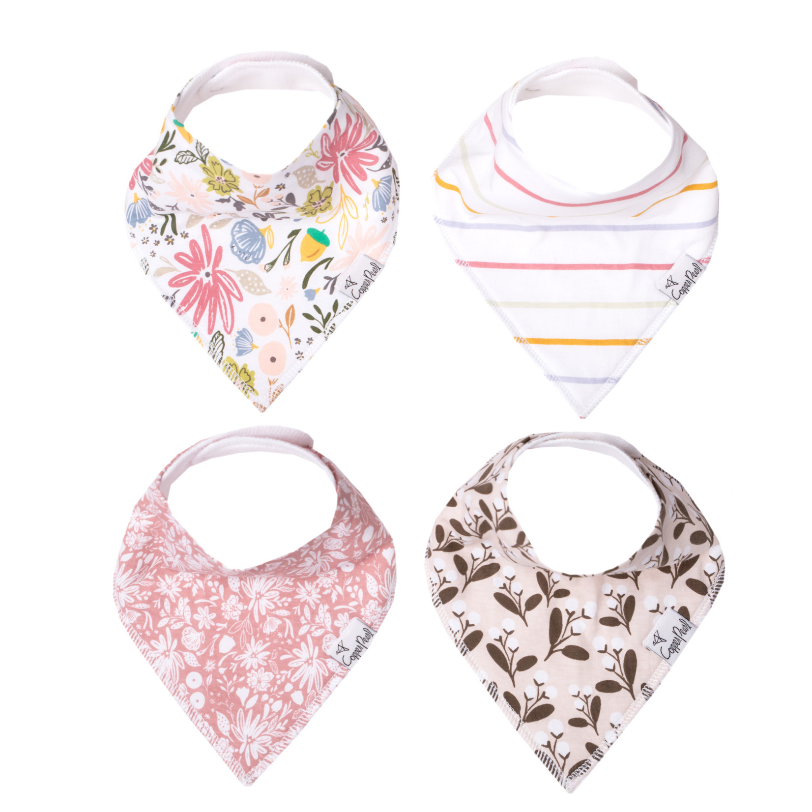 Copper Pearl Baby Bandana Bibs - Olive Set - 4 pack