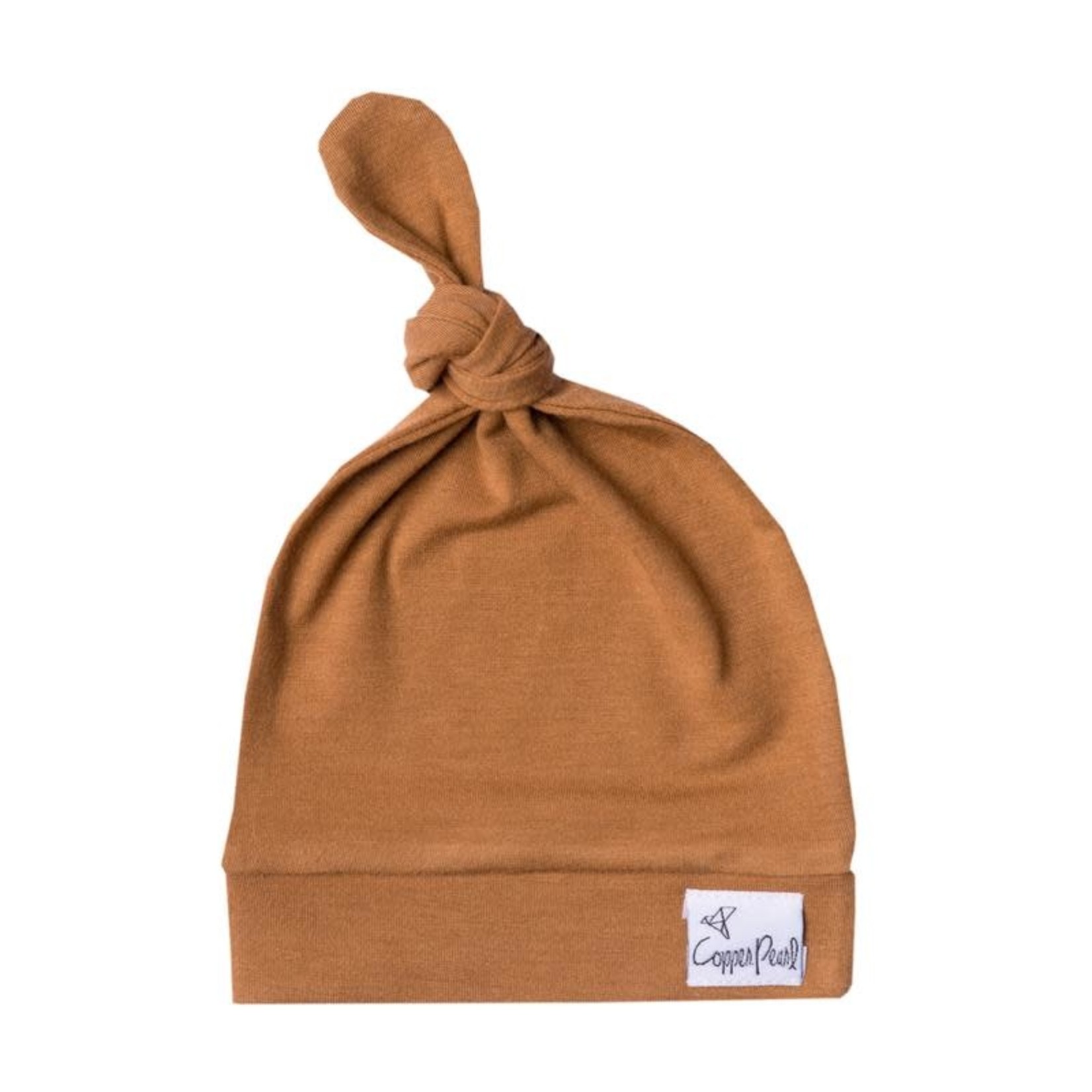 Copper Pearl Top Knot Hat 0-4M - Camel