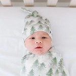 Copper Pearl Newborn Top Knot Hat, Evergreen